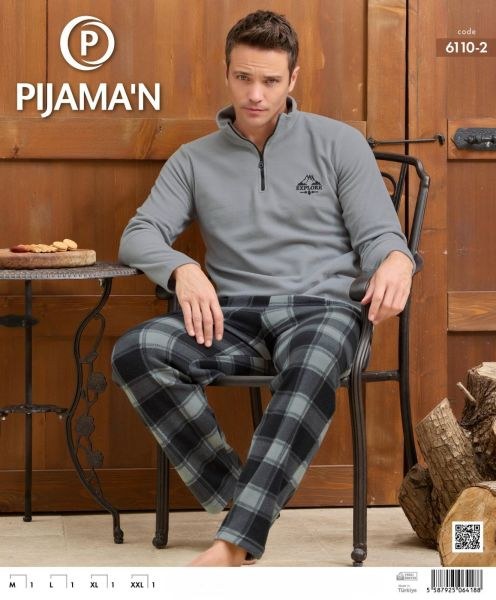 Pijaman 6110-2 Erkek Polar Pijama Takım